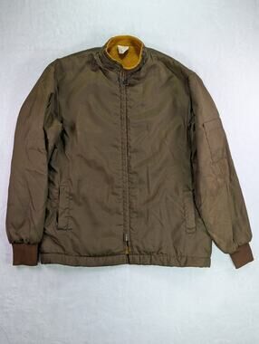 Vtg 60s 70s Great Lakes Jacket Small Brown Orange Sherpa Lined Full Zip USA